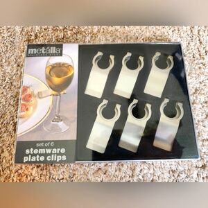 Stemware Plate Clips Stainless Steel Set of 6 Partyware New in Open Box
